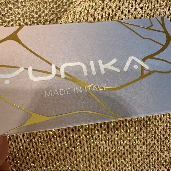 Yunika gold metallic dress swim coverup size small/ medium stretchy Italy vacay - Picture 9 of 12